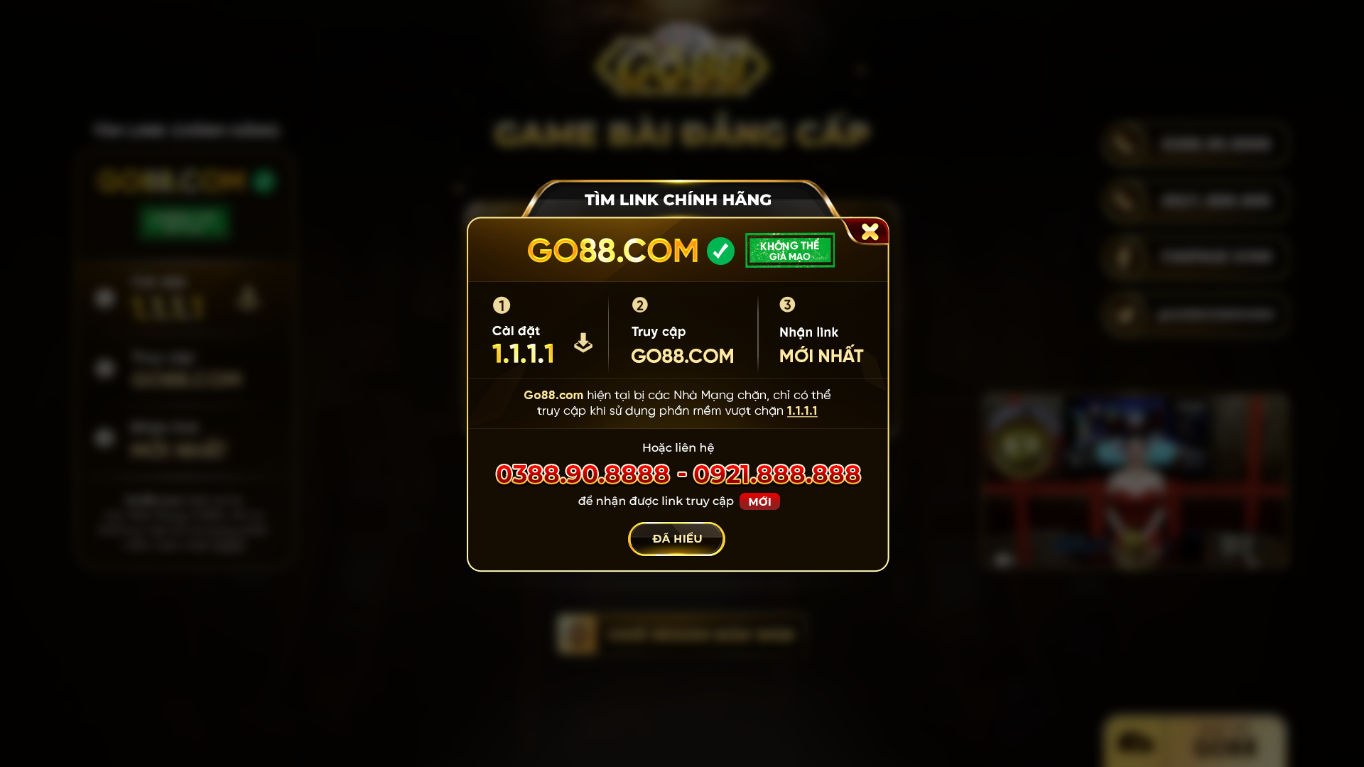 Nhận 88K miễn phí khi đăng ký tài khoản Go88